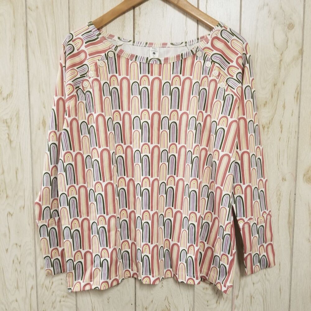 Kate Quinn Rainbow Colors Long Sleeves Relaxed Raglan Blouse M
